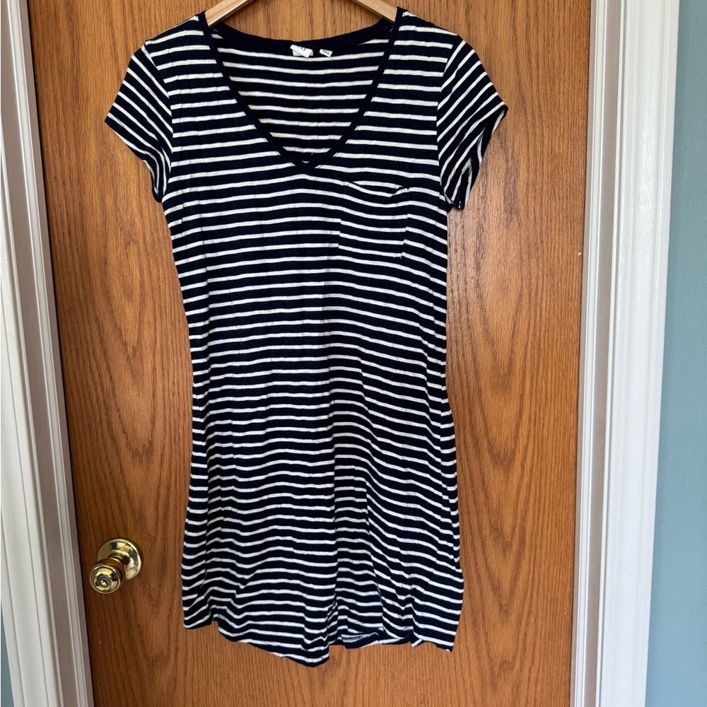 Small GAP Navy and White Striped T-shirt Dress